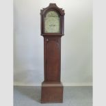 A George III oak cased longcase clock, with a painted dial,