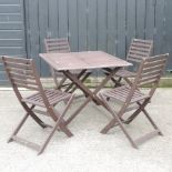 A teak garden table, 84 x 84cm,