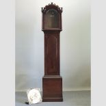 An 18th century oak cased longcase clock, 220cm tall,