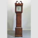 A 19th century oak and mahogany longcase clock, with a painted dial and 30 hour movement,