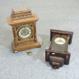 A 19th century walnut cased mantel clock, together with another,