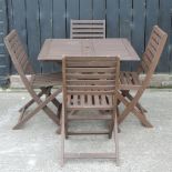 A teak square garden table, 80cm,