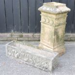 A terracotta chimney pot, 92cm high,