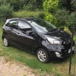 A black 2012 Kia Picanto hatchback, 1200, 5 door automatic, showing 17,000 miles,