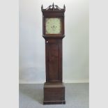 A George III oak cased longcase clock, with a painted dial,