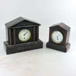 A Victorian black slate mantel clock, 29cm tall,