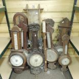 A collection of ten various 19th century and later wall barometers,