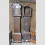 A George III oak longcase clock case, 220cm tall,