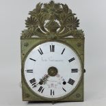 A French 19th century wall clock, with an enamel dial and an eight day movement,