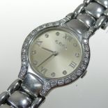 A Ebel Beluga diamond set ladies wristwatch, the signed dial with Arabic hours,