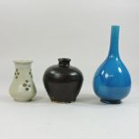 A Chinese turquoise glazed bottle shaped vase, 22cm high,