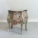 A French style chest of drawers, decorated with decoupage,