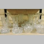 A collection of cut glass, to include vases,