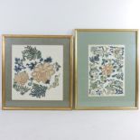 A Chinese silkwork picture, together with another,