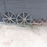 A pair of cast iron wheels, 76cm diameter,