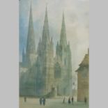 Paul Branddon (1864-1938), The three sisters of the Vale, Lichfield Cathedral, watercolours,