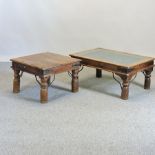 A hardwood coffee table, with a glass top, 91 x 60cm,