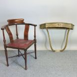 A gilt painted console table, 76cm,