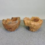 A pair of carved teak bowls,