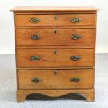 A Victorian light ash chest, in two parts, on bracket feet,