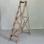 A vintage folding wooden Twyford stepladder,