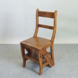 A pine metamorphic library chair/steps,