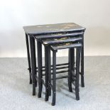 A 19th century black lacquer quartetto of occasional tables,