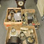 A large collection of clocks and parts, together with a wall clock by Gents of Leicester,