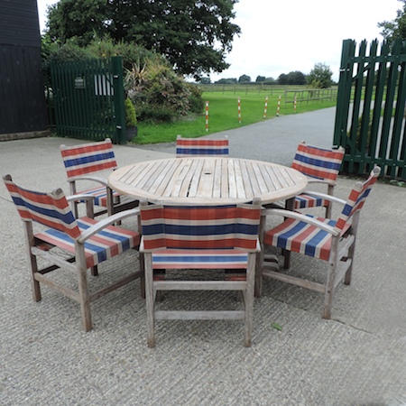 A teak garden table, 150cm,