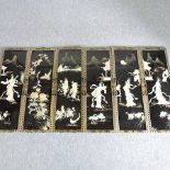 A collection of six Chinese lacquered panels,