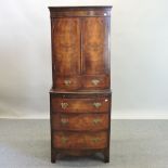 A mid 20th century walnut bow front cabinet on chest,