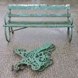 A Regency style strapwork garden bench, 153cm,