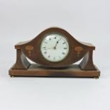 An Edwardian inlaid mahogany mantel clock,