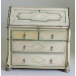 An early 20th century white and green painted bureau,