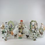 A collection of mainly 19th century Staffordshire flatback figures,