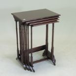 A nest of early 20th century mahogany quartetto tables,