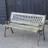 A wooden garden bench,