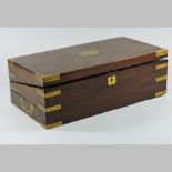 A Victorian mahogany and brass bound writing slope,