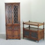 An Old Charm buffet, together with an Old Charm standing corner cabinet,