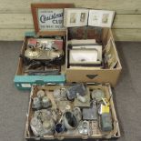 Three boxes of items, to include silver plate,