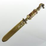 A Russian style gilt metal letter opener,