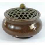 A Chinese bronze censer, with gold splash decoration,