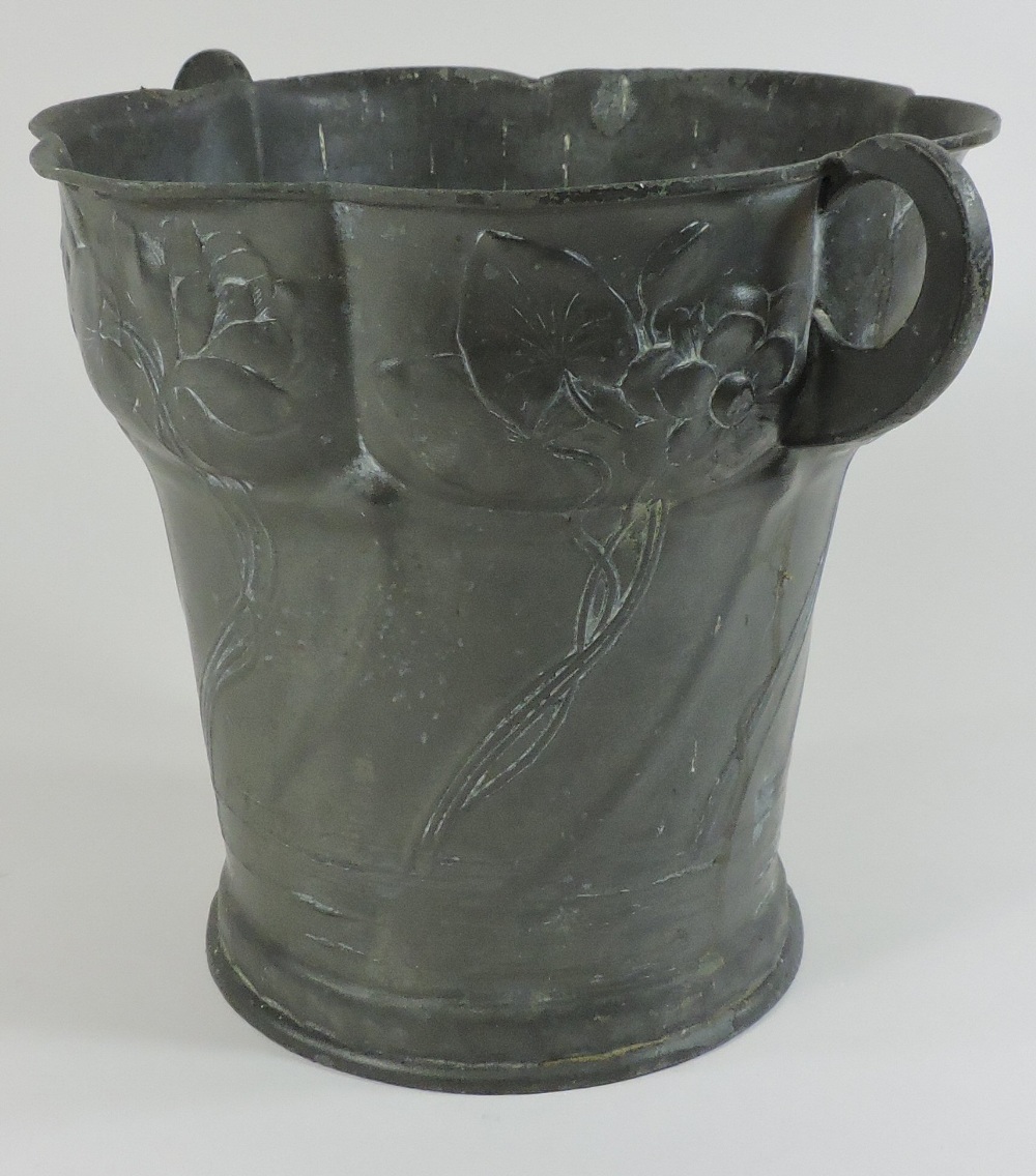 An Orivit Art Nouveau German pewter vase, of twin handled form, - Image 5 of 6