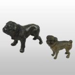 An Austrian cold painted miniature bronze model of a bulldog, 3cm high,