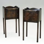 A pair of George III style mahogany bedside cabinets,