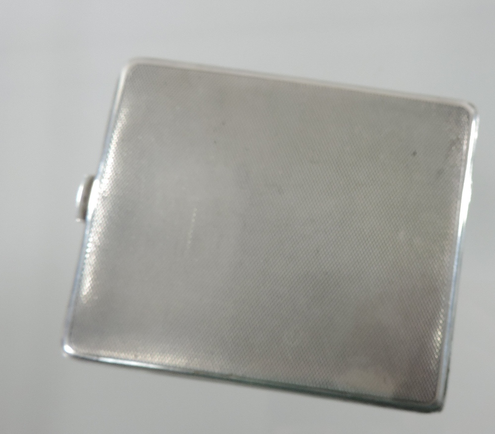 An Edwardian silver cigarette case, of hinged rectangular shape, with engine turned decoration, - Image 5 of 5