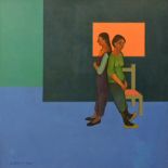 Harman Sumray *ARR (1920-2006), Two figures by a chair, signed and dated 1984, oil on canvas,