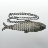 A 19th century silver vinaigrette, in the form of an articulated fish,