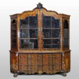 An 18th century Dutch style floral marquetry cabinet,