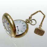 A Victorian 18 carat gold cased ladies half hunter pocket watch, the case with enamelled hours,